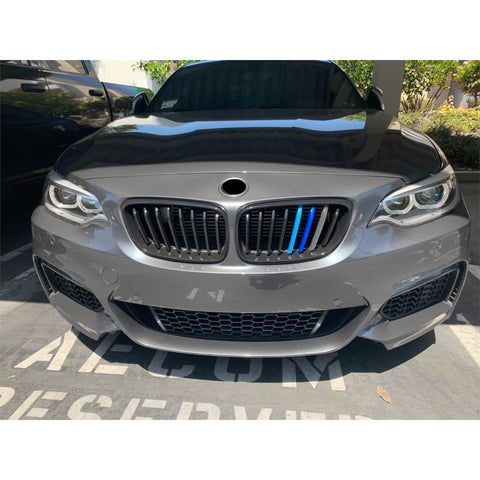 M-Sport Front Kidney Grille Strips Insert Trim For BMW 2 Series 2014-20 8 Beams