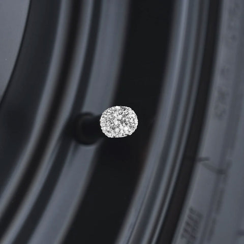 4x Handmade Crystal Rhinestone Universal Car Tire Valve Caps Chrome Accessories