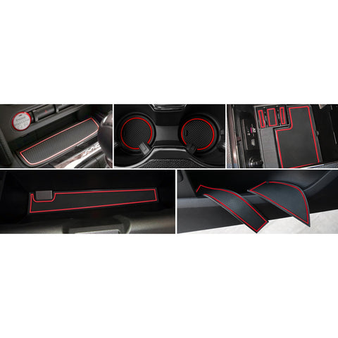 x xotic tech Door Slot Mat Compatible with Ford Mustang 2015-2023, Center Console Liner Organizer Non-Slip Cup Holder Insert Groove Door Pocket Pad Car Accessories