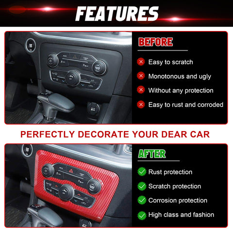 Carbon Look Air Conditioner Switch Panel Cover Trim for Dodge Charger 2015-25