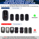 Black TPU w/Leather Texture Full Protect Remote Key Fob w/Keychain For Honda Accord 2022+