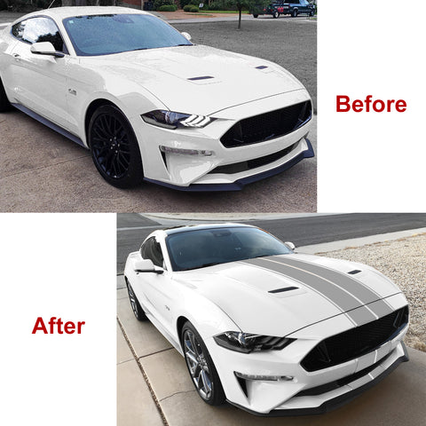 Double-Dual Sport Racing Vinyl Stripe Graphics Hood Roof Trunk Bumper Decal Sticker,Compatible with Ford Mustang 2015-2023