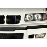 Tri-Colored Front Kidney Grille Strips Clip Cover For BMW 3 Series E36 1996-1999