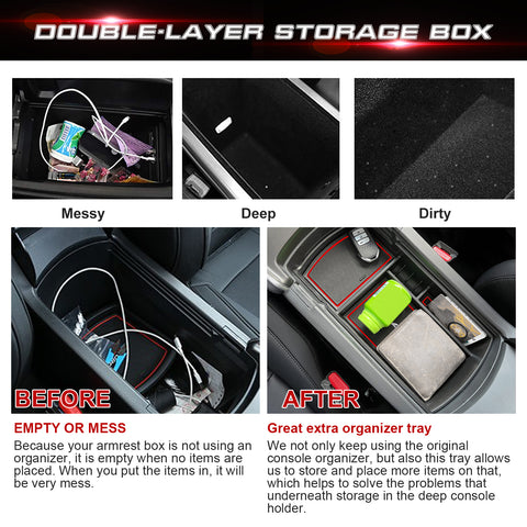 Central ABS Armrest Storage Box Grocery Holder w/Anti-Slip Pad For Accord 2018-22