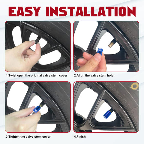 4pcs American Flag Tire Valve Stem Cover Caps Anodized Aluminum Alloy, Corrosion Resistant Leak-Proof Wheel Valve Cap Set, Universal for Cars Trucks Motorcycles SUVs