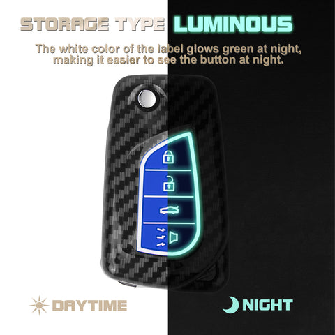 Carbon Fiber Remote Key Fob Shell Case Holder For Toyota RAV4 Corolla w/Keychain