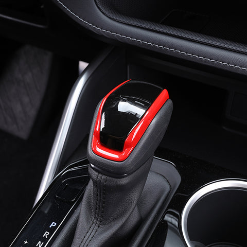 Carbon Fiber Black & Red Auto Gear Shift Knob Trim For Toyota Highlander 2020-UP