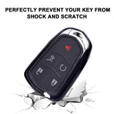 Black Soft TPU Remote Control Smart Key Fob Cover Compatible with Cadillac ATS 2013-2019, CT6 2016-2020, XT5 2017-2021, XT4 2018-2021, Escalade 2019-2021,CTS 2014-2021, SRX XTS 2015-2021