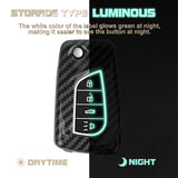 Carbon Fiber Remote Key Fob Shell Case Holder For Toyota RAV4 Corolla w/Keychain