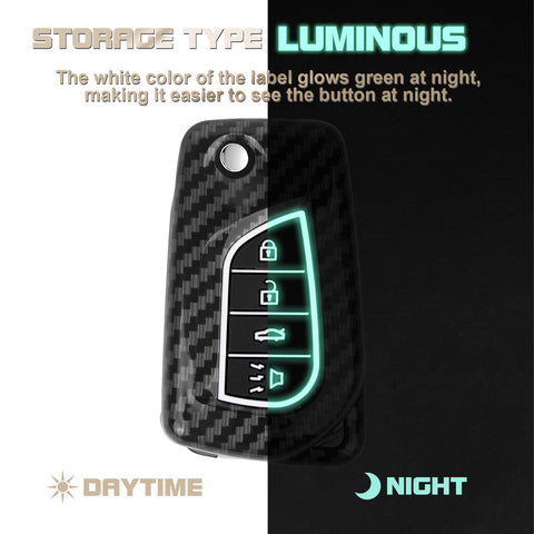 Carbon Fiber Remote Key Fob Shell Case Holder For Toyota RAV4 Corolla w/Keychain