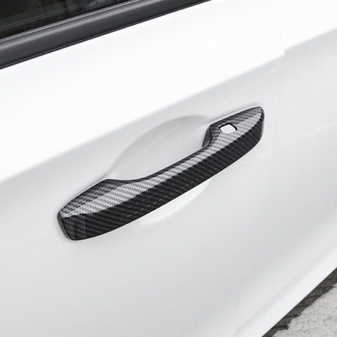 Carbon Fiber Texture Door Handle+Bowl Cover Trim Kit For Honda Civic 11th Gen