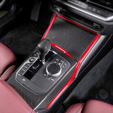 Red+Carbon Fiber Gear Shift Panel Dash Stripe Cover Trim For BMW 3-Series G20