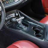 Car Interior Gear Shift Panel Cover Trim Accessories Decoration, Carbon Fiber Pattern, Compatible with Dodge Challenger 2015-2023