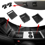 Interior ABS Center Console Organizer Tray Armrest Black Layer Hidden Cubby Drawer Storage Box + Co-pilot Glove Box Grocery Hanger Hooks Combo Kit Compatible with Tesla Model 3 Model Y 2021-UP