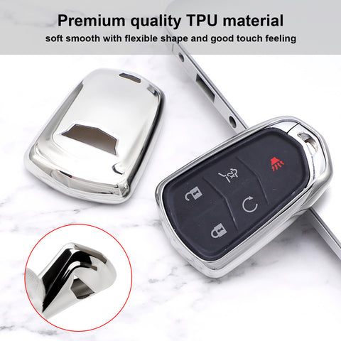 TPU Key Fob Cover w/Keychain For Cadillac ATS CT6 XT5 CTS XTS Escalade #HYQ2AB