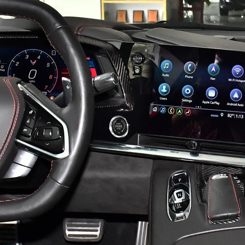 x xotic tech Real Carbon Fiber Push Start Button Trim, Engine Start Stop Button Ignition Button Cover Compatible with Cadillac XT4 2019+ XT6 CT5 2020+ or Corvette C8 2020 2021 2022 2023 2024 2025