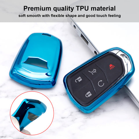 TPU Key Fob Cover w/Keychain For Cadillac ATS CT6 XT5 CTS XTS Escalade #HYQ2AB