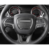Steering Wheel Surround Frame Cover Trim, Carbon Fiber Pattern, Compatible with Dodge Challenger Charger 2015-2023, Durango 2014-2023 or Jeep Grand Cherokee SRT8.2014-2023