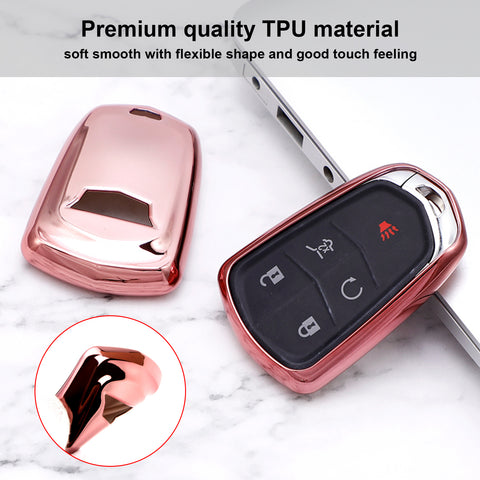 TPU Key Fob Cover w/Keychain For Cadillac ATS CT6 XT5 CTS XTS Escalade #HYQ2AB