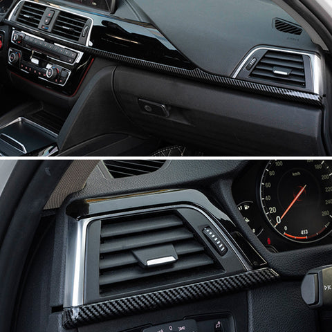 Carbon Fiber ABS Center Console Lower Strip CD Panel Frame Trim For BMW F30 F31