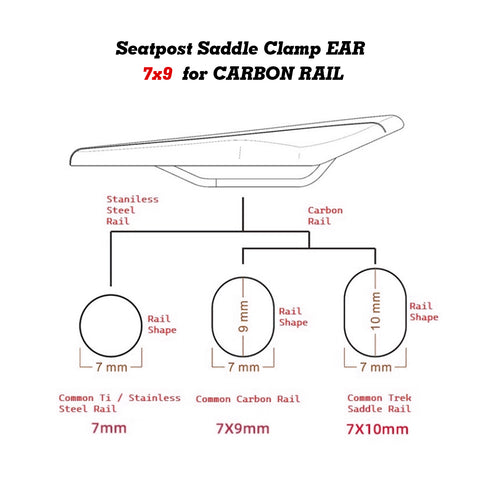 Bike Seatpost Ear Clamp 7x9 Ti Bolt for Oval CARBON RAIL Compatible w/ TREK