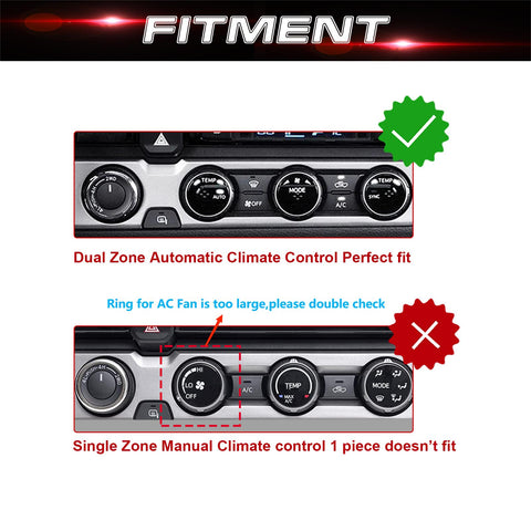 Red Alloy AC Air Vent + AC Climate Control Knob Combo Trim For Tacoma 2016-2023