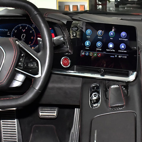 x xotic tech Real Carbon Fiber Push Start Button Trim, Engine Start Stop Button Ignition Button Cover Compatible with Cadillac XT4 2019+ XT6 CT5 2020+ or Corvette C8 2020 2021 2022 2023 2024 2025