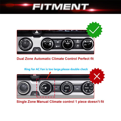 Red Air Vent Outlet + AC Climate Control Ring Cover For Toyota Tacoma 2016-2023