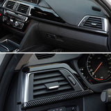 4PCS Carbon Fiber Style Dashboard Upper+Lower Strip Molding Trim For BMW F30 F31