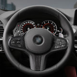 Carbon Fiber Black Steering Wheel Headlight Switch Decor For BMW 3 Series 19-22