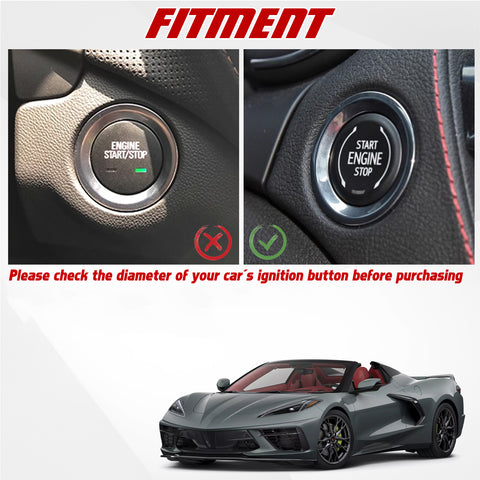 x xotic tech Real Carbon Fiber Push Start Button Trim, Engine Start Stop Button Ignition Button Cover Compatible with Cadillac XT4 2019+ XT6 CT5 2020+ or Corvette C8 2020 2021 2022 2023 2024 2025