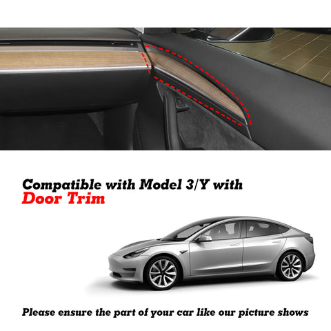 2X Carbon Fiber Pattern Door Side Trim Cover For Tesla Model 3 2021-2023 & Model Y 2020-up