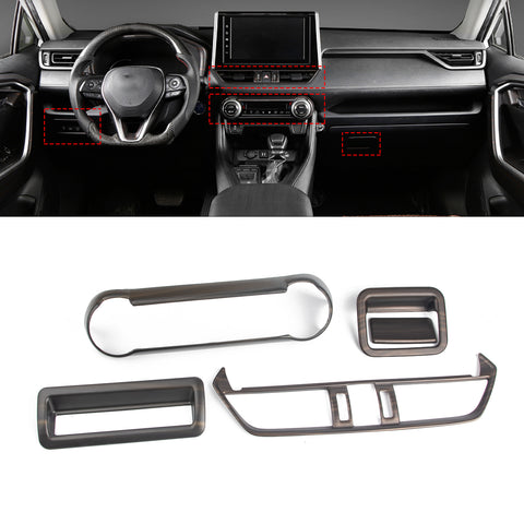 5Pcs Wood Grain Interior Cover Trim Accessories For Toyota RAV4 2019-2021