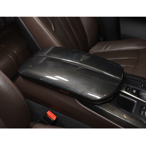 Xotic Tech Carbon Fiber Color Car Interior Center Armrest Box Cover, 2PCS Console Storage Box Protect Armrest Covers Trim Accessories Compatible with BMW X5 F15 F85 2014-2018 X6 F16 F86 2015-2019