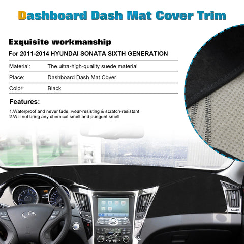 Soft Suede Dashboard Pad Sunshield Protector Mat Custom Fit Sonata 2011-2014