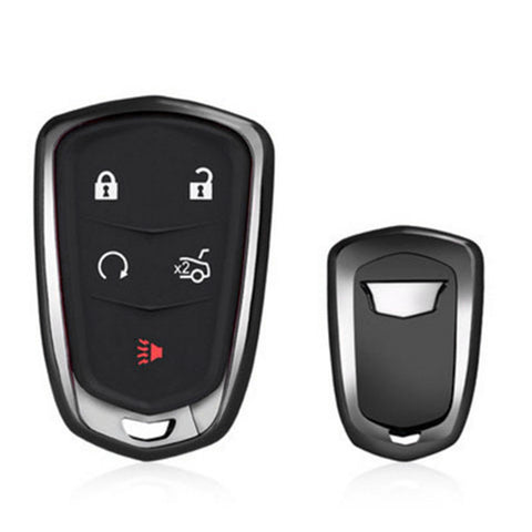 Black Soft TPU Remote Control Smart Key Fob Cover Compatible with Cadillac ATS 2013-2019, CT6 2016-2020, XT5 2017-2021, XT4 2018-2021, Escalade 2019-2021,CTS 2014-2021, SRX XTS 2015-2021