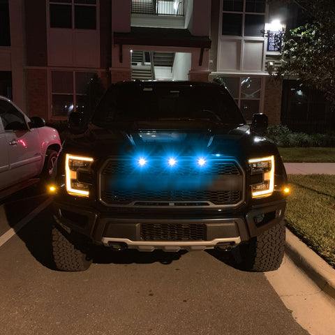 Ford SVT Raptor Style Amber Grille Lighting Kit, Front Grill Bumper Hood Marker Running Light Assembly For Ford Chevy GMC Dodge Ram Toyota etc Pickup Truck SUV