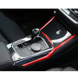 Red+Carbon Fiber Look Dashboard Stripe Gear Shift Panel Cover For BMW 3-Series