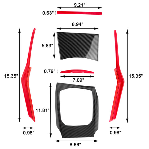 Red+Carbon Fiber Look Dashboard Stripe Gear Shift Panel Cover For BMW 3-Series