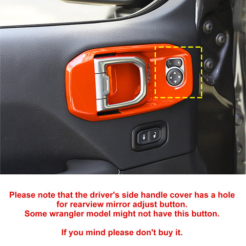 x xotic tech Door Handle Bowl Cover Decor Trim for Jeep Wrangler JL JLU 2018-up Gladiator JT 2020-up Interior Accessories(4Pcs)