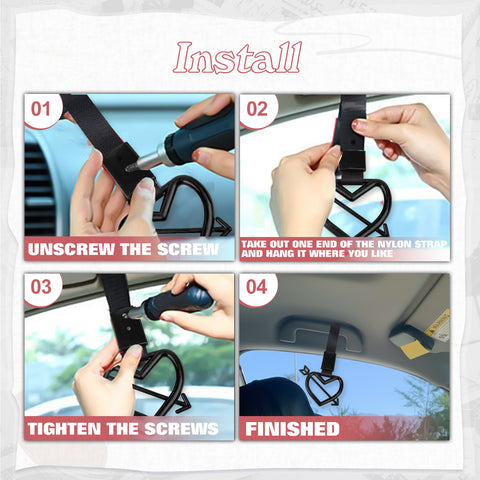x xotic tech JDM Cupid's Arrow Shaped Tsurikawa Subway Train Bus Handle Straps Drift Charm Rear Bumper Warning Loops Ring for Cars, SUV Interior Exterior Decoration