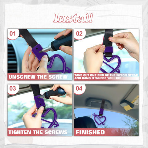 x xotic tech JDM Cupid's Arrow Shaped Tsurikawa Subway Train Bus Handle Straps Drift Charm Rear Bumper Warning Loops Ring for Cars, SUV Interior Exterior Decoration