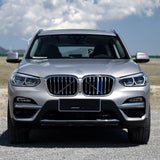 M-Colored Stripe Grille Insert Trims Compatible with BMW X3 G01 2018-2021 or X4 G02 2019-2021, Not fit for 2020 X4 M40i (7-Beams Standard Kidney Grille)