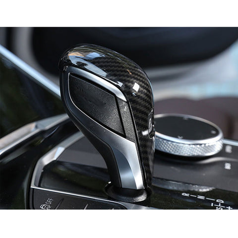 Carbon Fiber Style Gear Shift Knob Water Cup Holder Decor For BMW 3-Series G20