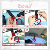 x xotic tech JDM Cupid's Arrow Shaped Tsurikawa Subway Train Bus Handle Straps Drift Charm Rear Bumper Warning Loops Ring for Cars, SUV Interior Exterior Decoration