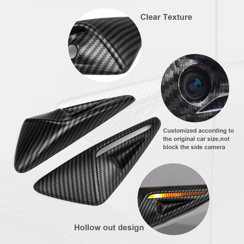 Turn Signal Side Camera Full Protection Cover HW2.0-3.0 Compatible with Tesla Model 3/Y/S/X (Non HW4.0 Version) 2Pcs Side Marker Indicator Cap Decoration Accessories