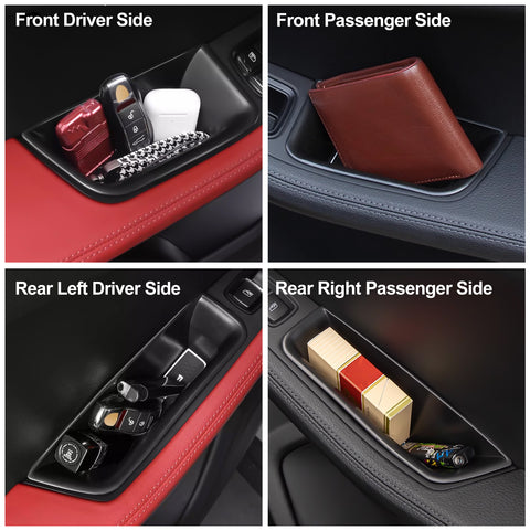 Door Storage Box Tray Organizer Compatible with Porsche Macan S/T/GTS/Turbo 2015-up Interior Car Door Side Handle Insert Pocket Holder Glove Pallet Accessories (4 Packs w/Anti-slip pads)