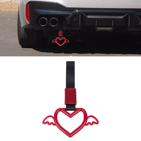 x xotic tech JDM Angel Wing Shaped Tsurikawa Subway Train Bus Handle Straps Drift Charm Rear Bumper Warning Loops Ring for Cars, SUV Interior Exterior Decoration