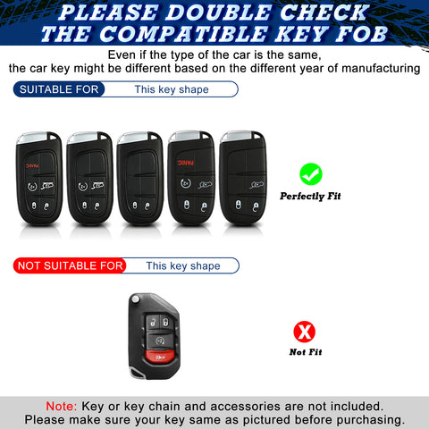 1x Glossy Silver TPU Keyless Remote FOB Shell Case W/ Black Keychain for Jeep Dodge Chrysler