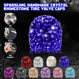 4x Handmade Crystal Rhinestone Universal Car Tire Valve Caps Chrome Accessories